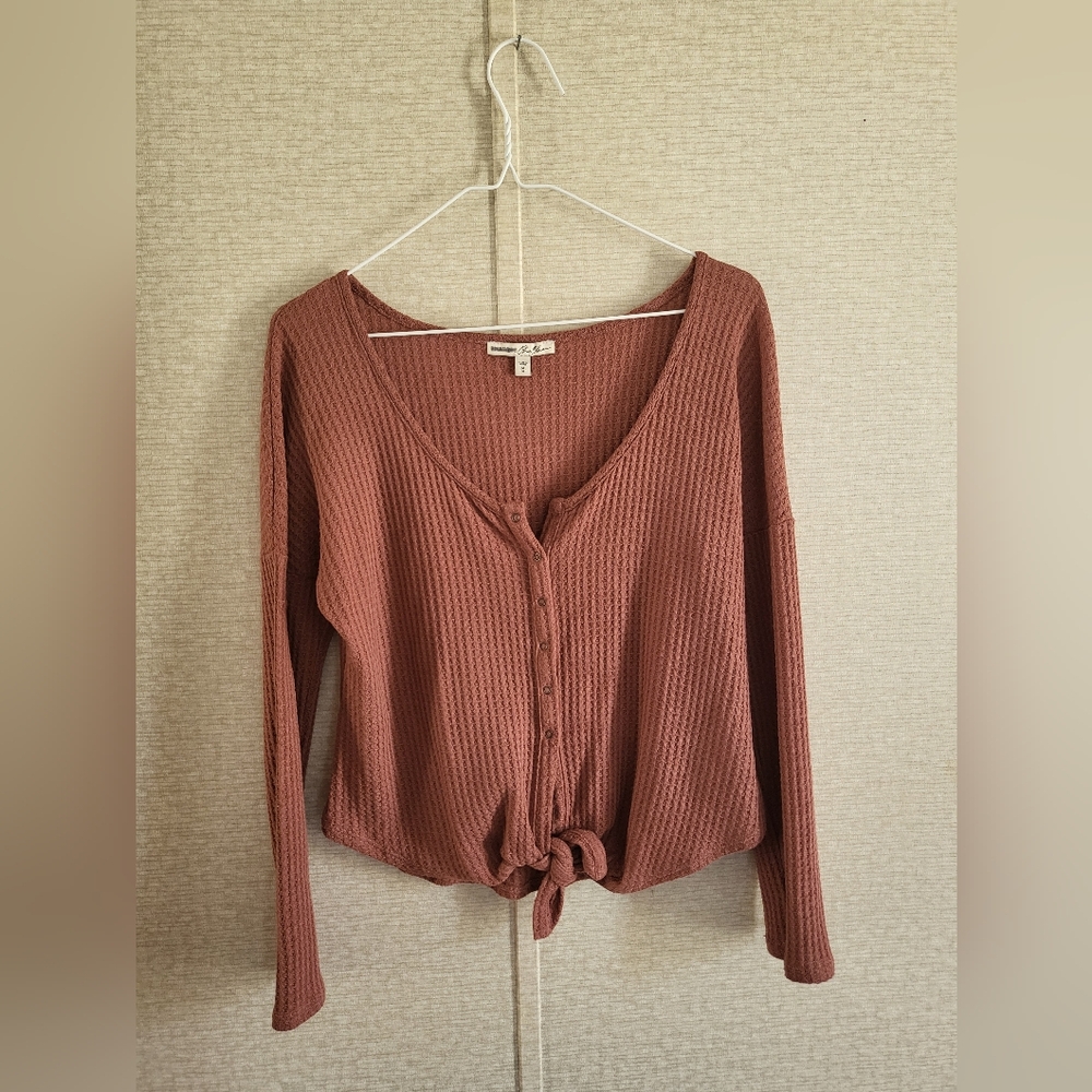 Express Pink and Brown Button Down Shirt